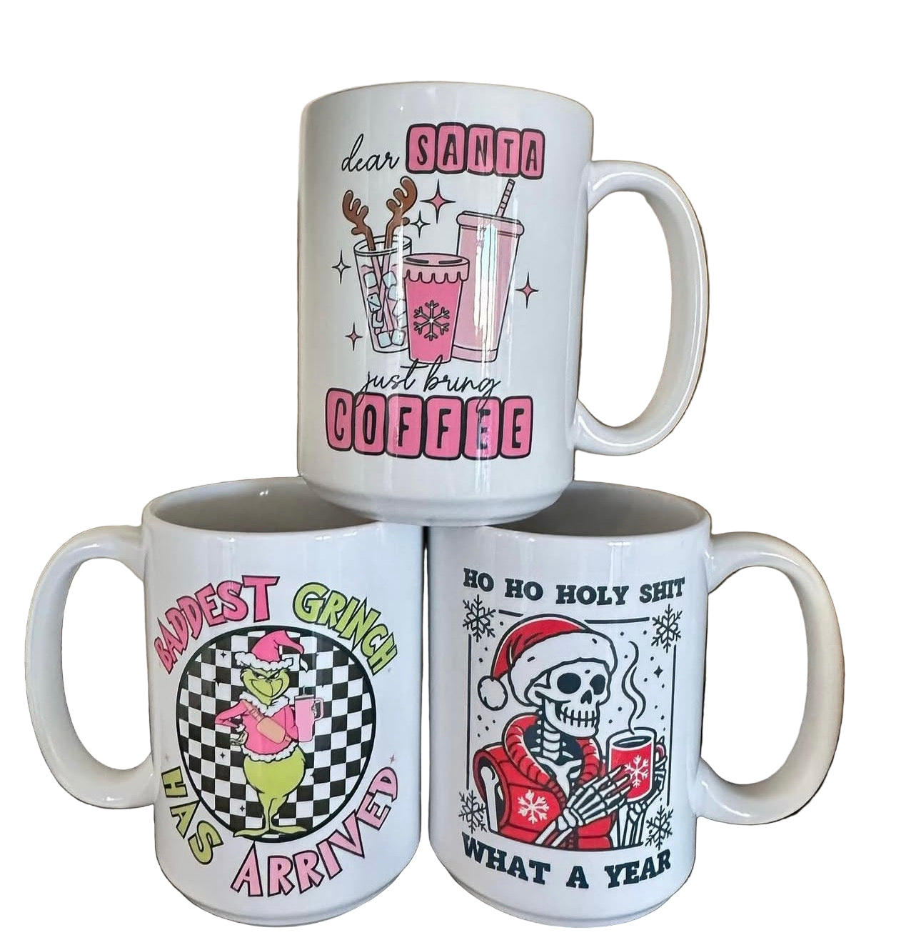 Christmas 15oz Ceramic Coffee Mugs - Double Sided