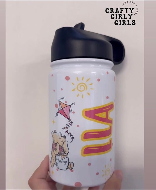 Winnie Pooh Kids Tumbler - 12oz Stainless Steel w/ name