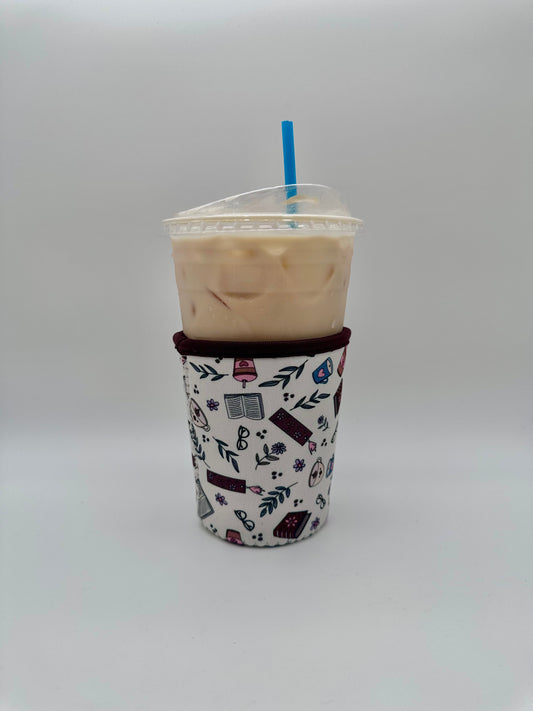Books + Coffee Coffee Sleeve Coozie - Sweat Proof & Cute