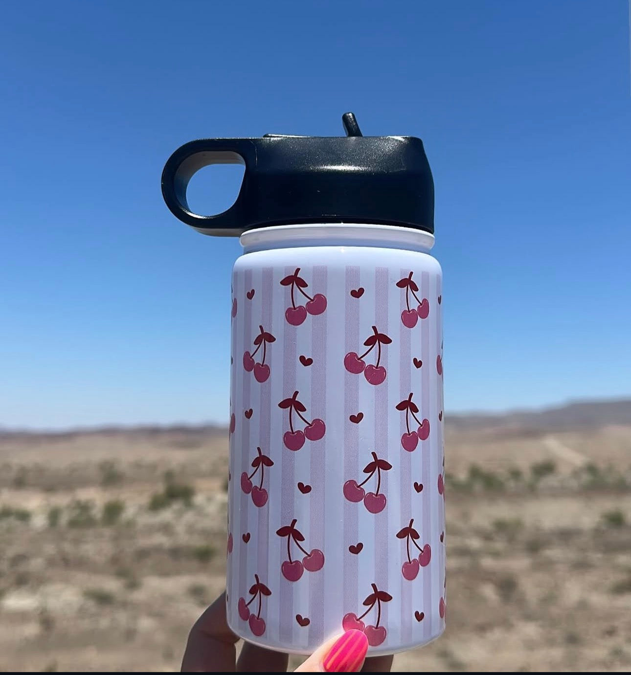 Cherry's & Stripes Kids Tumbler - 12oz Stainless Steel