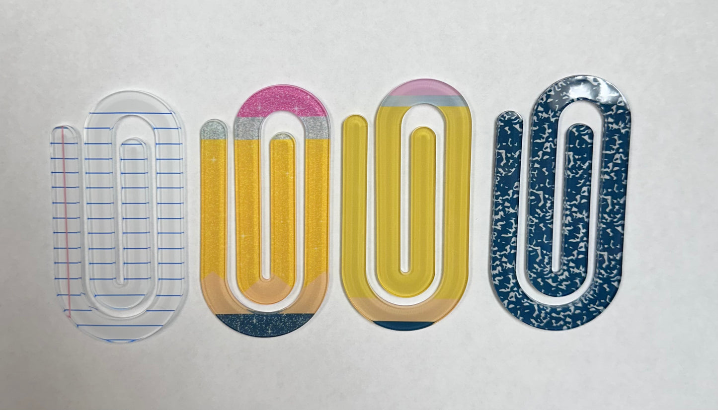 Jumbo Acrylic Paperclips | Bookmark & Paper Organizer