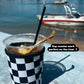 White/Black Checkered Coffee Sleeve Coozies - Sweat Proof & Cute
