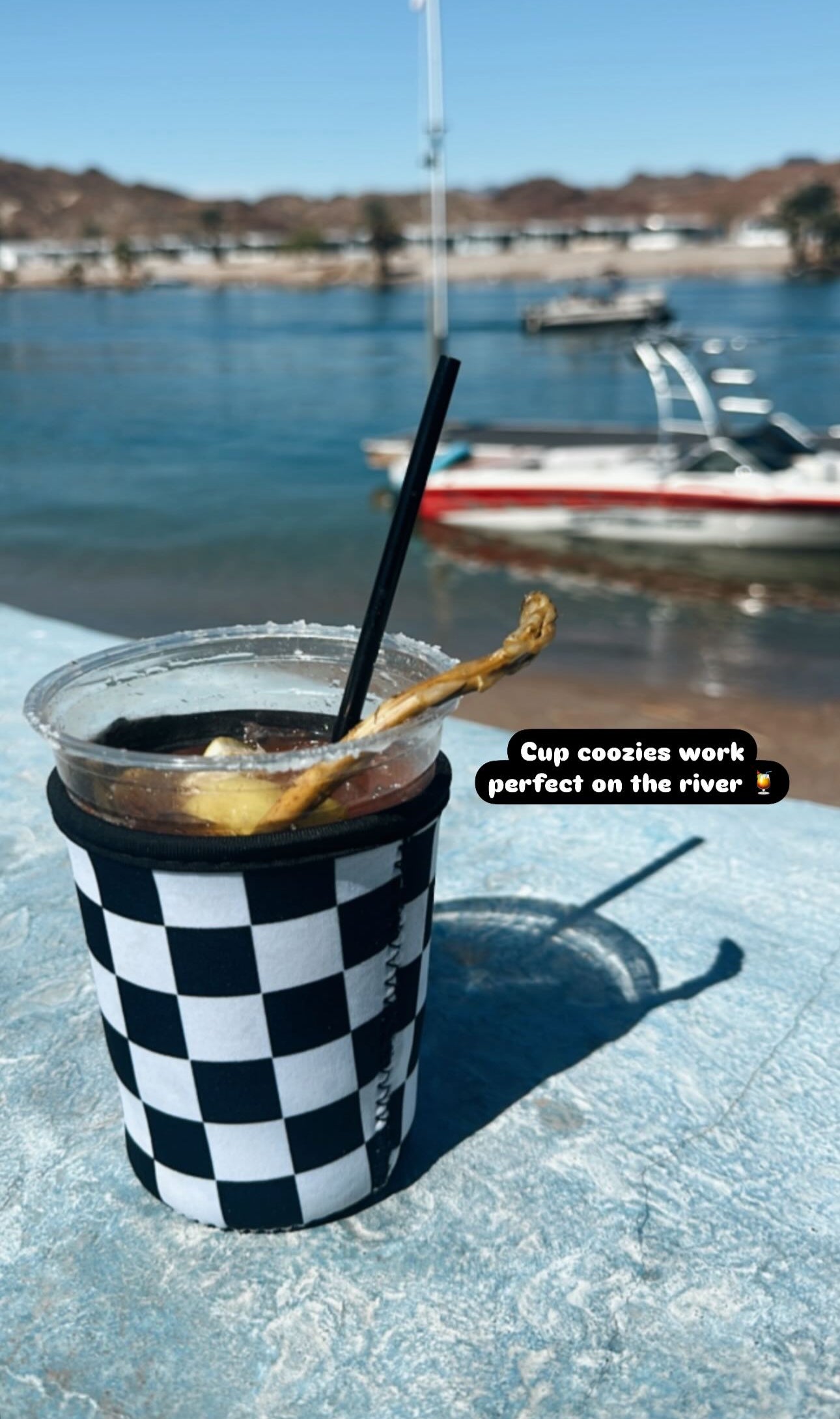 White/Black Checkered Coffee Sleeve Coozies - Sweat Proof & Cute