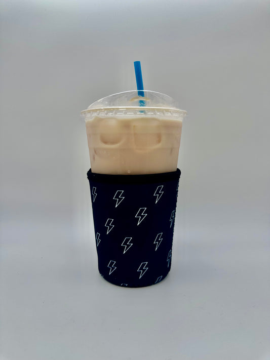 Black Lightning Bolts Coffee Sleeve Coozie - Sweat Proof & Cute