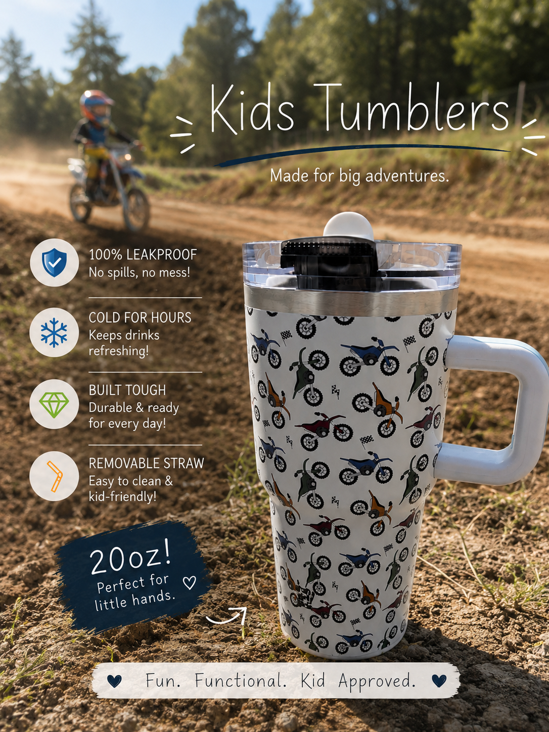 20oz KIDS Leakproof Tumbler w/ Removable Straw