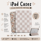 iPad Protective Case | Checkered & Floral Bow Design | Kickstand & Pencil Holder | Full Protection Tablet Case