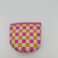 Hot Pink/Yellow Checkered Coffee Sleeve Coozies - Sweat Proof & Cute