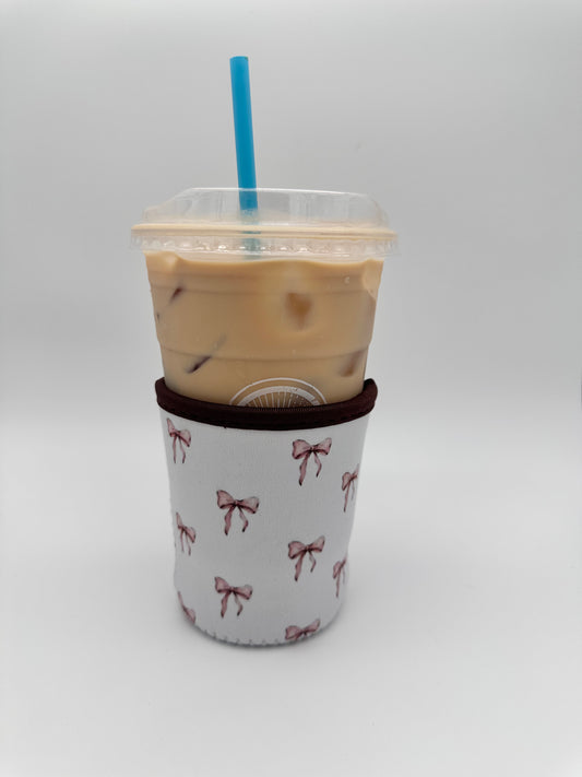 Brown Bows Coffee Sleeve Coozies - Sweat Proof & Cute