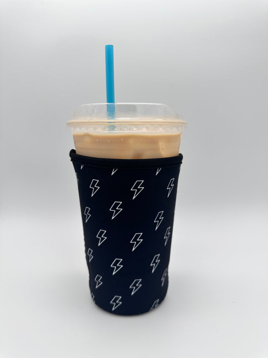Black Lightning Bolts TALL Coffee Sleeve Coozies - Sweat Proof & Cute