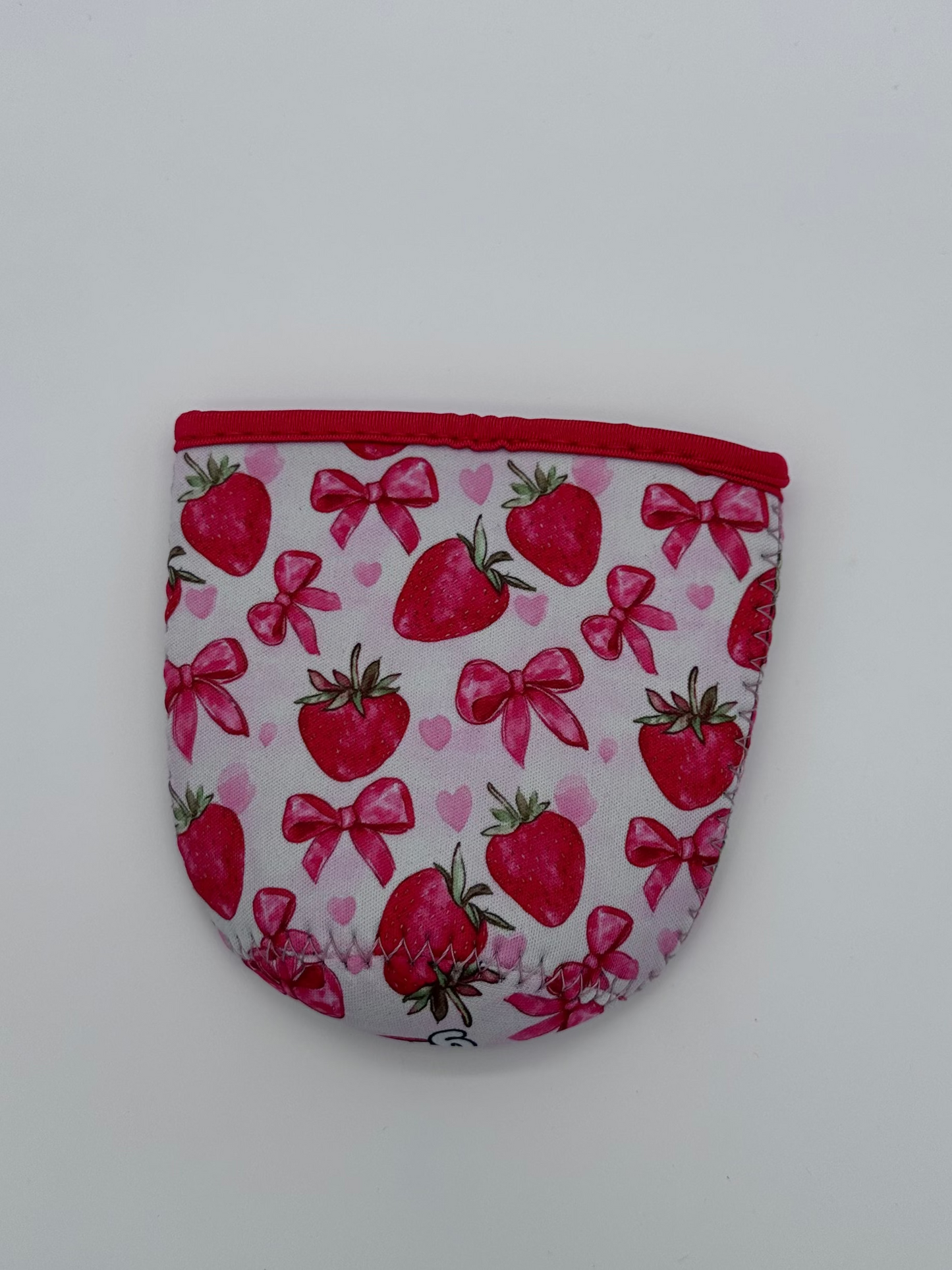 Strawberry & Bows Coffee Sleeve Coozie - Sweat Proof & Cute