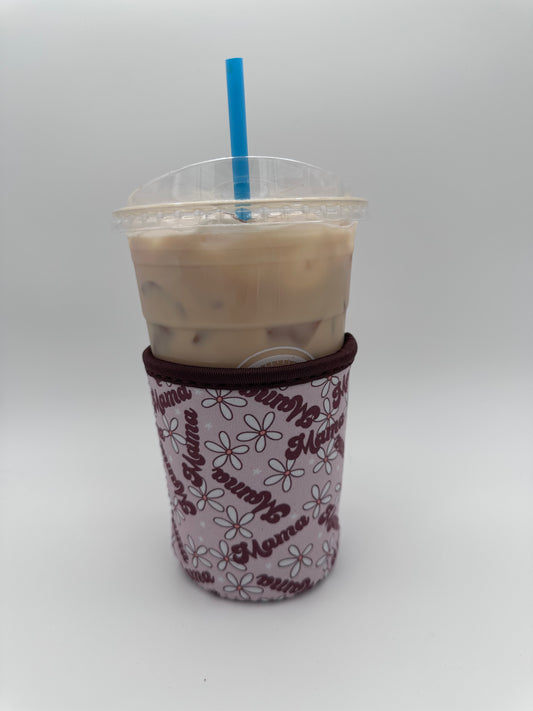 Mama Floral Coffee Sleeve Coozie - Sweat Proof & Cute