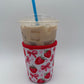 Strawberry & Bows Coffee Sleeve Coozie - Sweat Proof & Cute