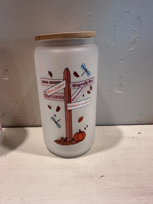 Gilmore Girls Fall - Frosted 16oz Glass Cup UV VINYL