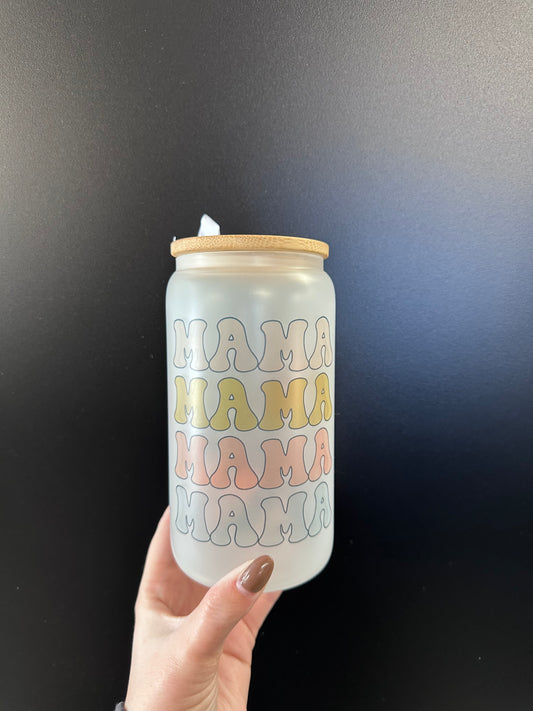 Mama Flaw Frosted 16oz with lid + straw! Sublimation