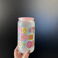 Best Mom Ever - Glitter UV DECAL 16oz Frosted Glass Cup - Lid + Straw Included