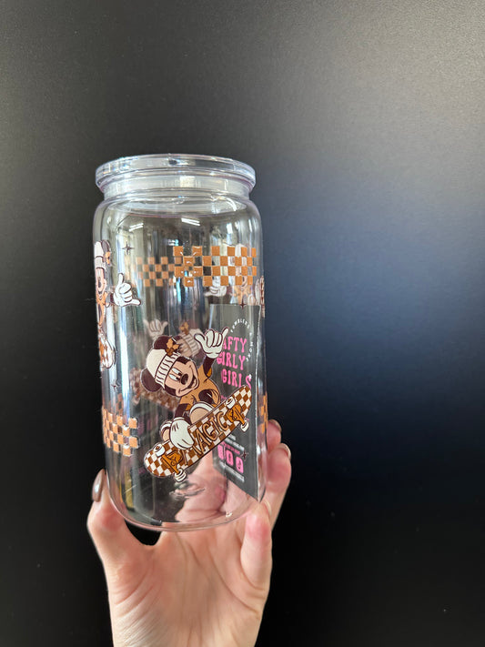 Mickey Mouse Checkered - Plastic Cup w/ Straw UV VINYL