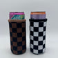 12oz Slim Can Sleeves Sweat Proof Checkered   - Fits Energy Drink, Beer + More
