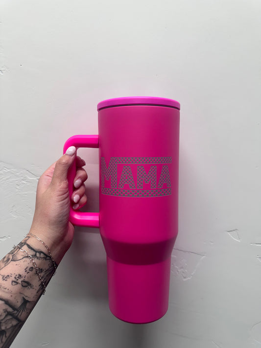 Mama  - Hot Pink Leakproof 40oz Stainless Steel ENGRAVED