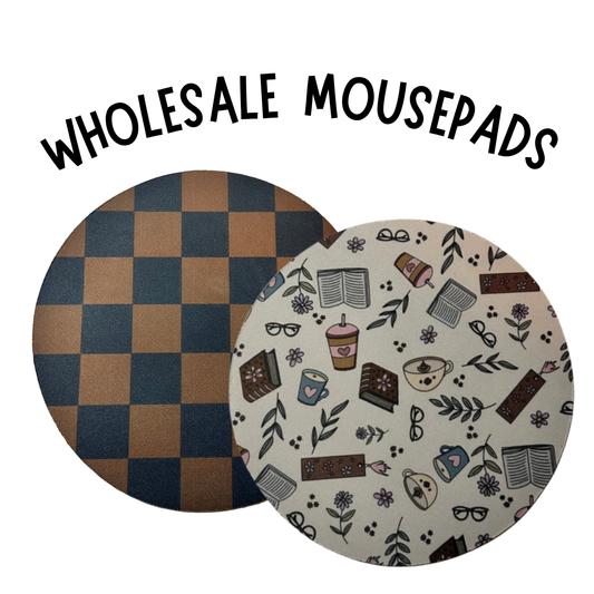Wholesale Pack of 5 - Handmade Computer Mousepads 8" Polyester. Checkered, Floral, Strawberry, Bows  Sublimation Printed for Durability and Style