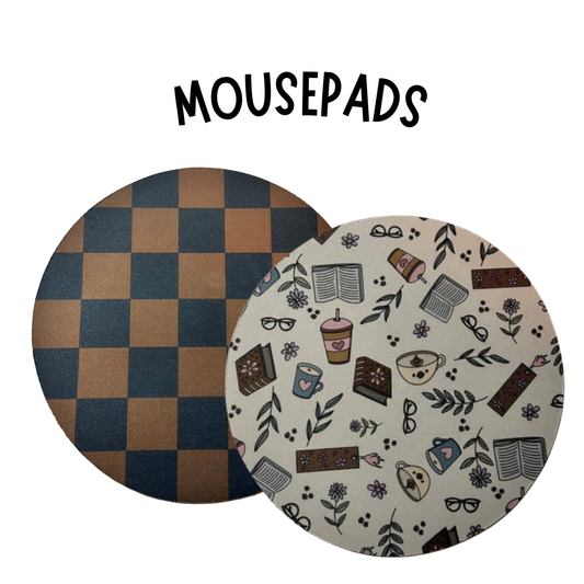 Handmade Computer Mousepads 8" Polyester. Checkered, Floral, Strawberry, Bows  Sublimation Printed for Durability and Style