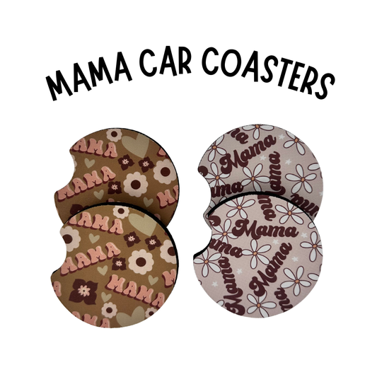 Mama Floral Car Coasters - 2 Designs - 1 Pack 2pc
