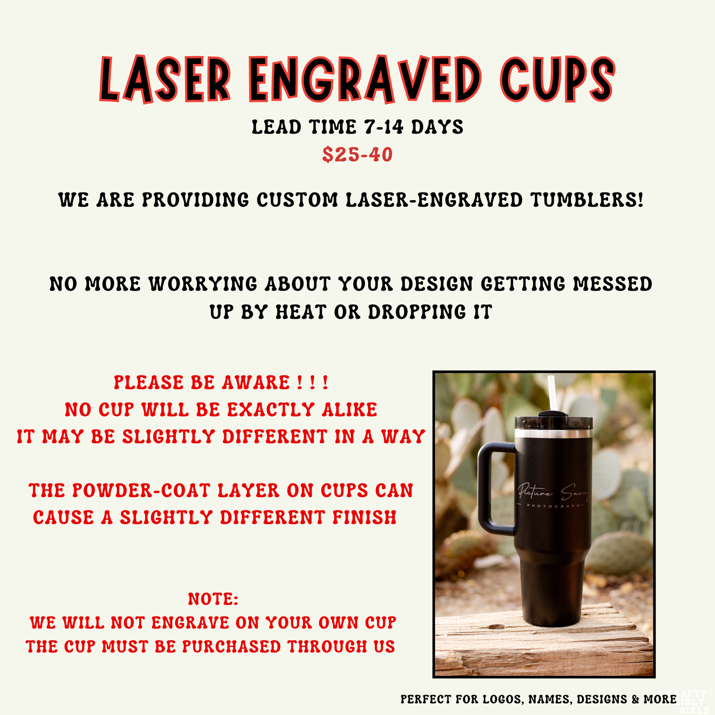 Engraved Tumbler - Custom Design/Logo