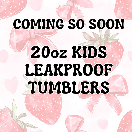 COMING SOON -20oz Kids Leak Proof Tumblers -UV Screen Printed with Rubber Bottom- Checkered, Floral