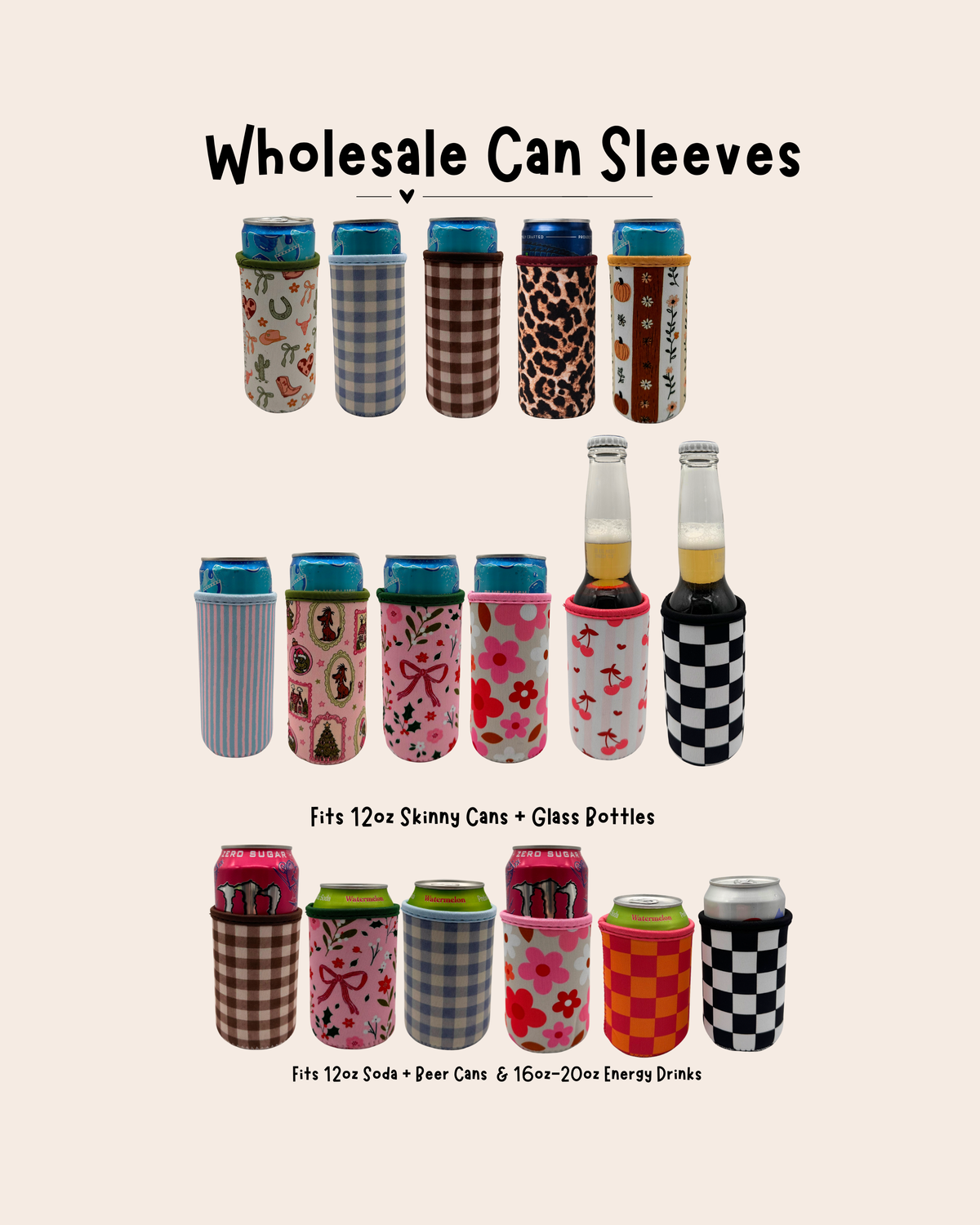 Wholesale 12oz Slim/Soda Can Sleeves I 5pc Pack | Reusable Drink Cooler