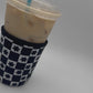 Black Floral Checkered SHORT & TALL Coffee Sleeve Coozies - Sweat Proof & Cute