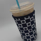 Black Floral Checkered SHORT & TALL Coffee Sleeve Coozies - Sweat Proof & Cute